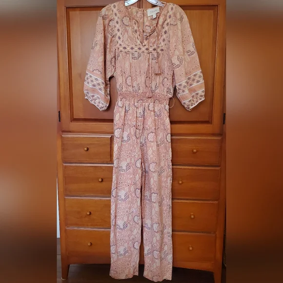 CLEOBELLA Magdalena Bohemian Peach Jumpsuit, Small - Picture 3 of 11